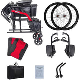 14lb Magnesium Ultra Lightweight Wheelchair 20 inch seat with Flip Back Arms,Lightweight Wheelchair Foldable,wheelchairs for Adults with Travel Bag