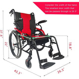 14lb Magnesium Ultra Lightweight Wheelchair 20 inch seat with Flip Back Arms,Lightweight Wheelchair Foldable,wheelchairs for Adults with Travel Bag