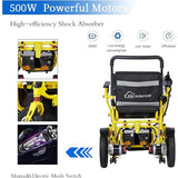 Ultralite Foldable Electric Wheelchair for Adults – 500W Motor, Dual 24V Batteries, 30-Mile Range, 300 lb Capacity Sliver