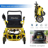 Ultralite Foldable Electric Wheelchair for Adults – 500W Motor, Dual 24V Batteries, 30-Mile Range, 300 lb Capacity Sliver