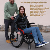 14lb Magnesium Ultra Lightweight Wheelchair 20 inch seat with Flip Back Arms,Lightweight Wheelchair Foldable,wheelchairs for Adults with Travel Bag