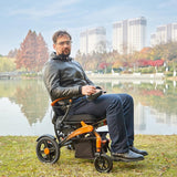 34Lb Carbon Fiber Lightweight Electric wheelchairs for Travel,15 Miles Long Travel Range Wheelchair,Brushless Motor All Terrain Power Wheelchair,Single Battery