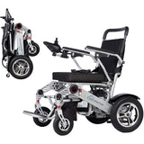 Ultralite Foldable Electric Wheelchair for Adults – 500W Motor, Dual 24V Batteries, 30-Mile Range, 300 lb Capacity Sliver